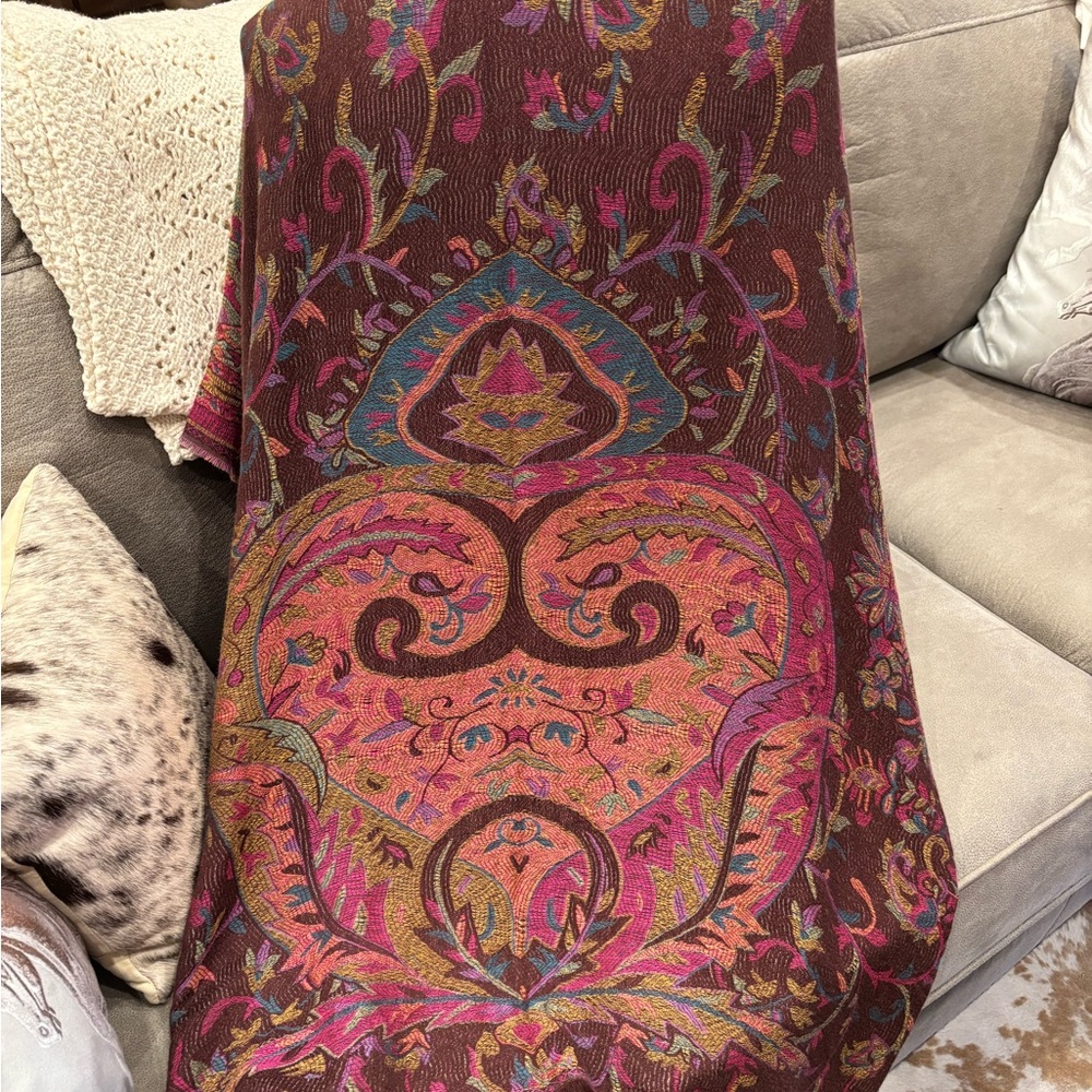 Floral Multicolor viscose Shawl Wrap - Picture 3 of 6